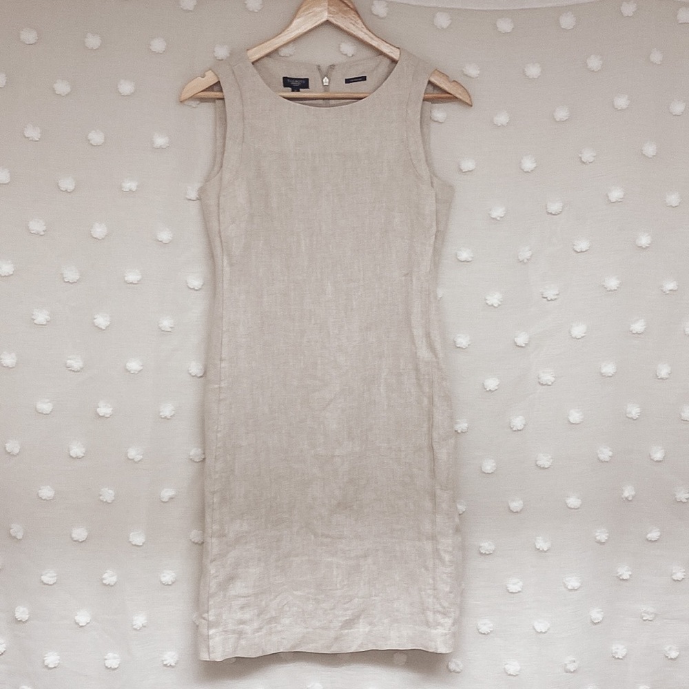 Talbots Beige Pure Island Linen Knee Length Dress Size 2P
